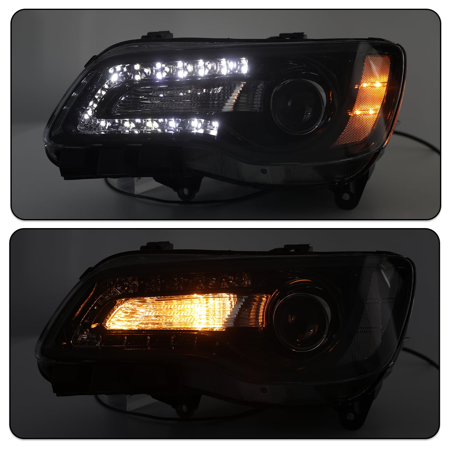 For 2011-2023 Chrysler 300 Headlights LED DRL Projector Black Clear Lens Headlamp LH+RH