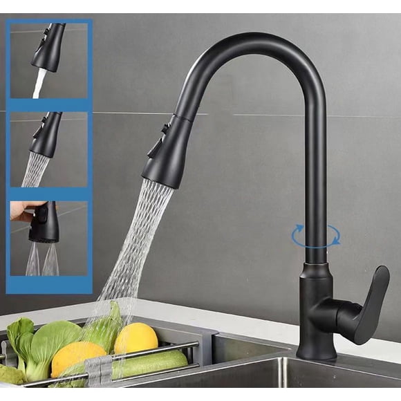 Robinet de Cuisine Coulissant Universel Rotatif Télescopique pour Lavabo