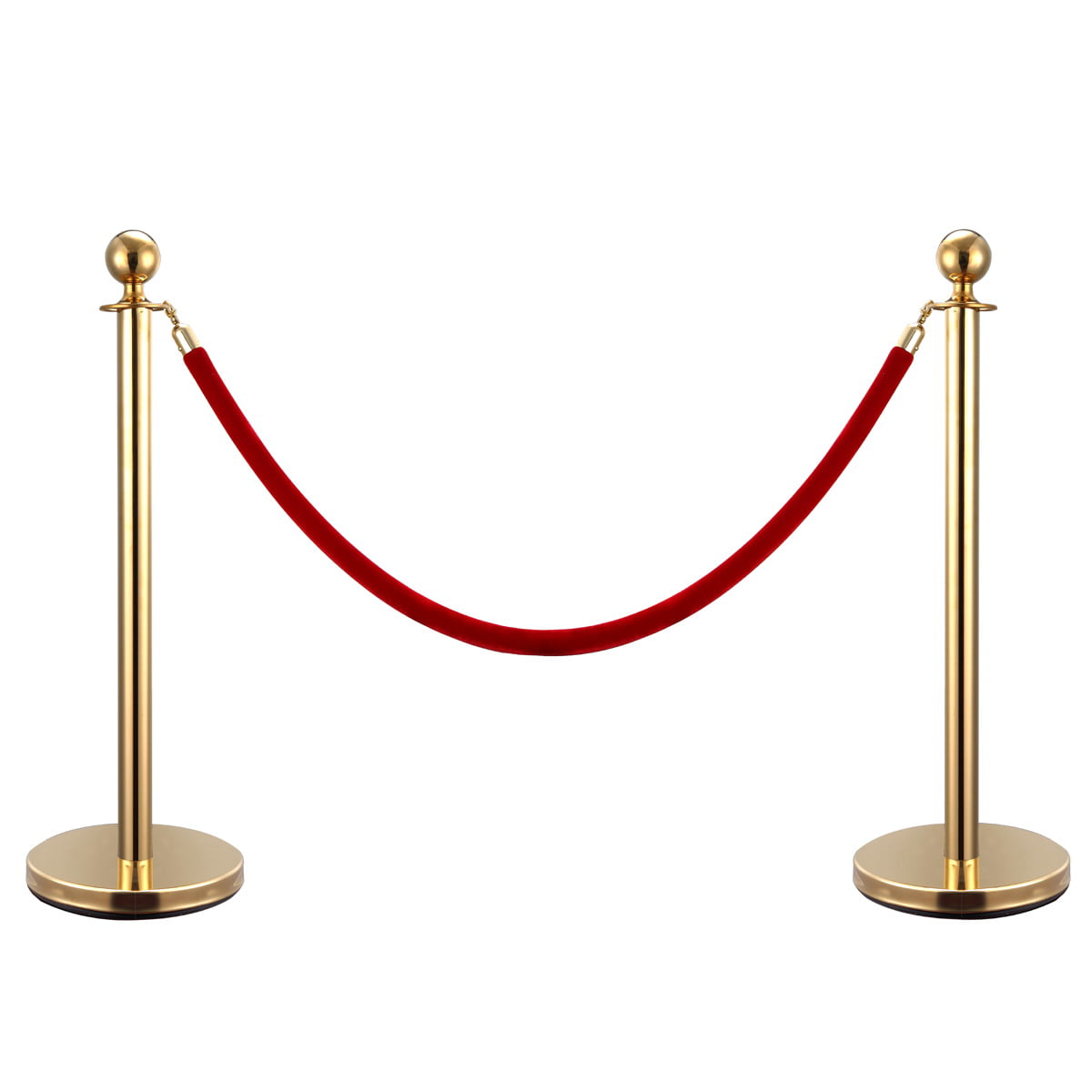 Barrier Rope Crowd Control Stanchion 60" Red Velvet Rope with Gold Hardware 