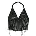 thumbnail image 6 of Byworldtasic Women's Y2K Leather Halter Corset Tops Backless Shapewear Top Slit Grommet Eyelet Lace Up Party Tank Club Outfits, 6 of 8