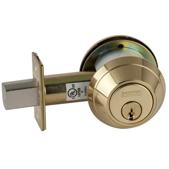 Schlage B660P 605 C123 Keyway B600 Series B600 Grade 1 Deadbolt Lock, Single Cylinder Function, C Keyway, Bright Brass Finish