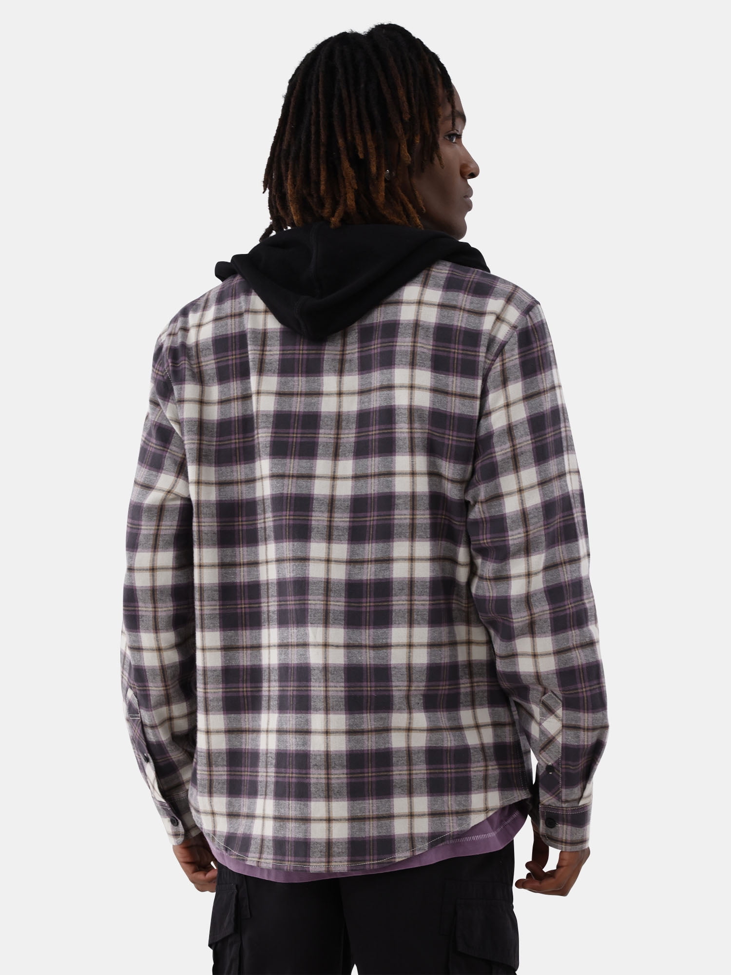No Boundaries Men's & Big Men's Hooded Long Sleeve Flannel Shirt, Sizes XS-5XL