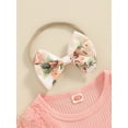 thumbnail image 4 of Infant Baby Girls Summer Jumpsuit Floral Print Lace Patchwork Romper Dress and Headband Set, 4 of 8