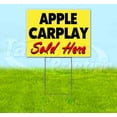 thumbnail image 1 of Apple Carplay Sold Here Yellow Cursive (18" x 24") Yard Sign, Includes Metal Step Stake, 1 of 6