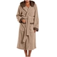 thumbnail image 2 of FAHUOMU Plush Hooded Robes For Women Cozy Warm Fleece Bath Robe With Pockets Winter Loose Fit Loungewear, 2 of 8