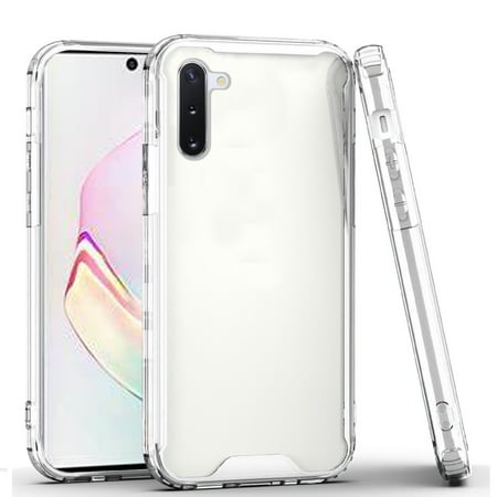 For Samsung Galaxy Note 10 Colored Shockproof Transparent Hard PC + Rubber TPU Hybrid Bumper Shell Thin Slim Protective Cover Xpm Phone Case [ Clear ]