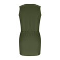 thumbnail image 7 of JoveMarine Dresses for Women Summer Casual V-Neck - Drawstring Waist Short Beach Vacation T-Shirt Dress with Pockets, Sleeveless Lightweight,Army Green L, 7 of 7
