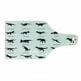 thumbnail image 1 of Dinosaur Cutting Board, Composition Different Dinosaurs Silhouettes Their Names Evolution Wildlife, Decorative Tempered Glass Cutting and Serving Board, Wine Bottle Shape, Black White, by Ambesonne, 1 of 1