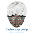 thumbnail image 4 of Shower Caps,Brown Geometric Triangle Diamond Pattern Waterproof Shower Cap for Women 4 Pieces,Double Reusable Hair Cover for Shower PEVA Elastic Stretch Hem, 4 of 7