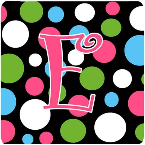 Monogram - Polkadots And Pink Foam Coasters - Set 4, Initial Letter E