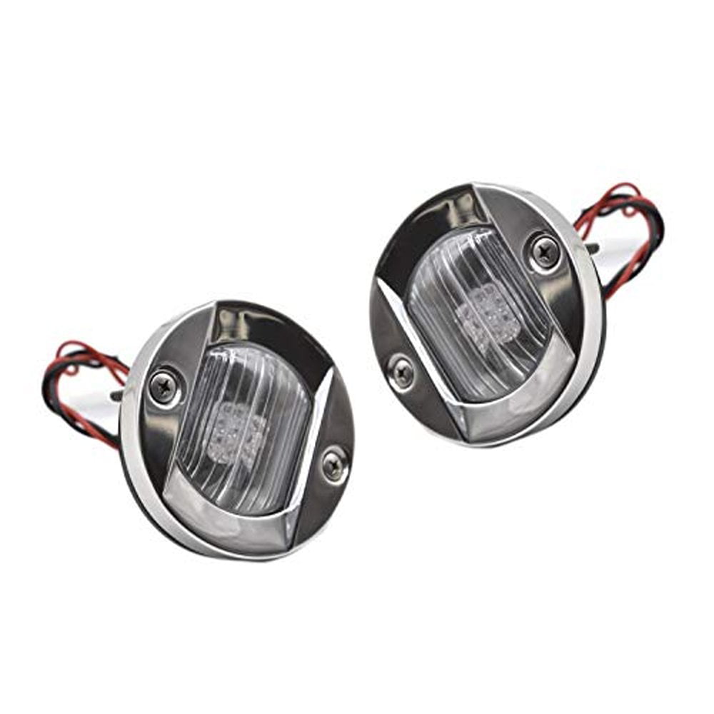 MARINE CITY Round Stainless-Steel Waterproof 3 Flush Mount Caution Red LED 2pcs 12V 18W 