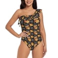 thumbnail image 4 of Daiia Hamburgers Hot Dogs Women's One Piece Swimsuits Personalized One Shoulder Swimwear Asymmetric Ruffle Bathing Suits-X-Large, 4 of 8