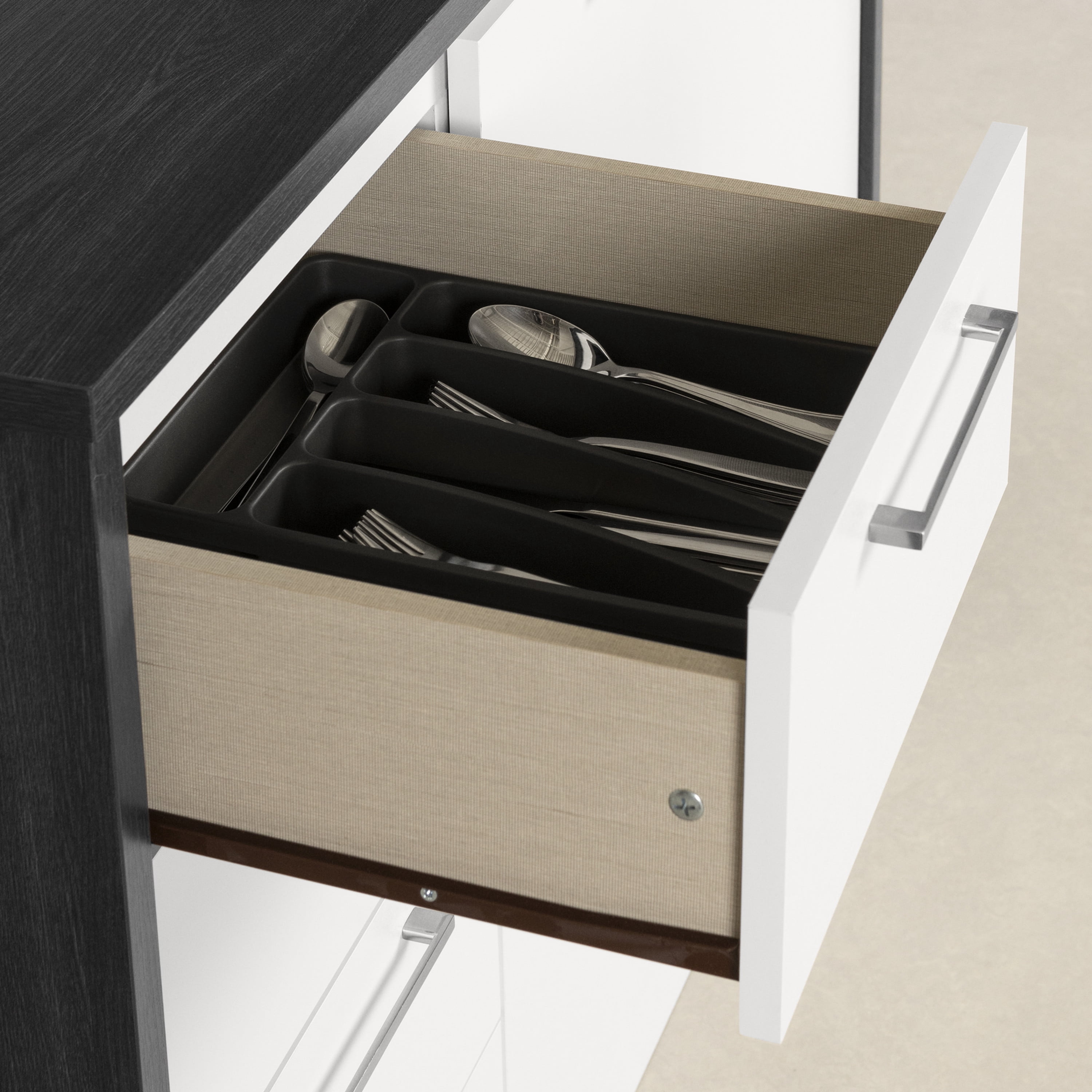 Myro Kitchen Island Gray Oak and White