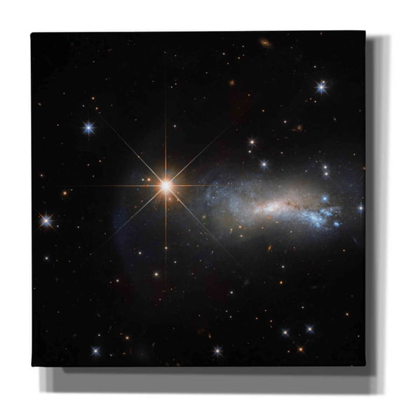 Epic Graffiti "Outshine" Hubble Space Telescope Giclee Canvas Wall Art - Yellow 18" x 18"