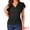 Black, variant on Women's Stylish V Neck Cinched Waist Ruffle Sleeve Blouse S Dark Blue