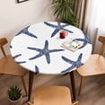 thumbnail image 5 of Starfish Elastic Fitted Round Table Cover Marine Life Blue Ocean Waterproof Outdoor Tablecloth for Holiday Party, Picnic, Patio & Dining Fits Tables Up to 45"-54", 5 of 8