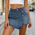 thumbnail image 2 of JTieacloth Stylish Casual Denim Mini Skirt With Asymmetric Hem For A Slimming And,Women's Skirts(Blue), 2 of 6