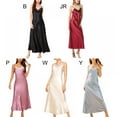 thumbnail image 3 of Newway Women Satin Long Nightgown Backless Sleepshirt Deep V Neck Lace Trim Nightdress Spaghetti Strap Sleepwear Sexy Lingerie, 3 of 7