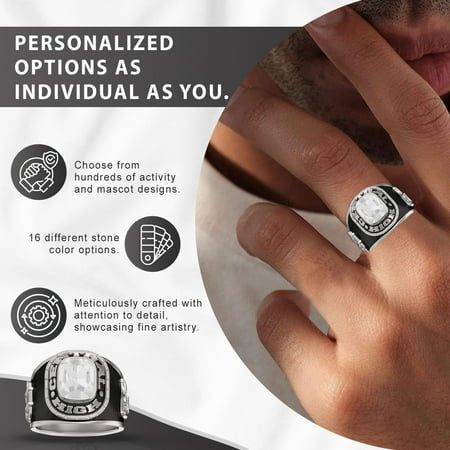 Keepsake Personalized Men's Square Class Ring for High School and College