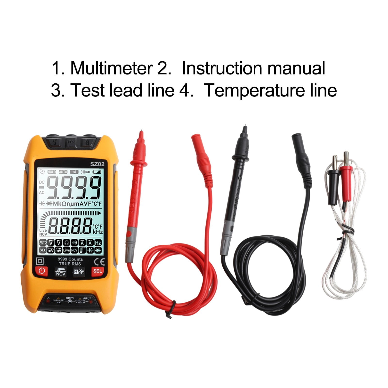 Sz02 Smart Digital Multimeter 6000 Counting Rms Automatic Capacitance Meter Orange