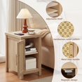 thumbnail image 5 of Leyaoyao Rattan Nightstand with Charging Station, Narrow Bedside Table with Woven Cane Door, Boho End Table for Living Room, Bedroom, Natural, 5 of 7