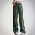 thumbnail image 2 of HAPIMO Women's Wide Leg Denim Pants High Waist Button Fashion Solid Relaxed Trousers Fit Casual Daily Green XL, 2 of 6