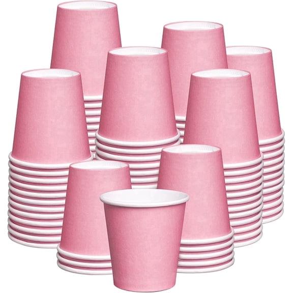 GUSTO Small Paper Cups 3 Oz Pink Disposable Bathroom Cups, Mouthwash cups, 300-Pack