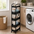 thumbnail image 7 of Vonieion 5 Tier Slim Storage Cart,Bathroom Organizer Rolling Utility,Mobile Shelving Unit Utility Cart for Kitchen, Bthroom,Makeup,Craft,Laundry Narrow Places,Behind The Door,Black, 7 of 7
