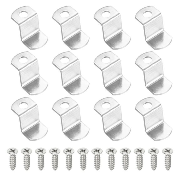 Uxcell 1/2" Offset Canvas Clips, 12 Pcs Metal Picture Framing Mirror Clips Z Shape Mounting Tools with Mounting Hole for Photo Painting, Include 12 Screws, Silver Tone