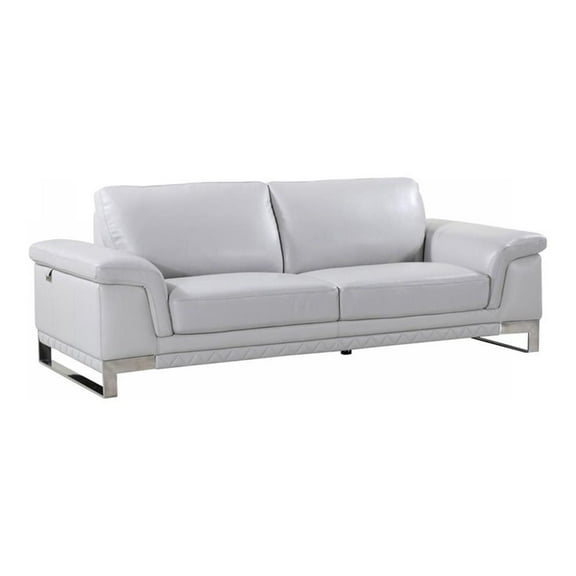 Titan Furnishings Modern Genuine Italian Leather Sofa in Light Gray