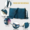 thumbnail image 3 of Crossbody Case for iPhone 14 Plus, RFID Blocking, Card Holder Wallet Cover, Zipper Pocket PU Leather Magnetic Snap Shoulder Strap Large Capacity Purse Protective Phone Case, Blue, 3 of 7