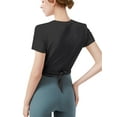 thumbnail image 5 of SAYFUT Womens Cute Tops Short Sleeve Round Neck T Shirt Front Twist Tunic Tops Casual LooseTops Cropped Yoga Top Women's Gym Athletic Shirts, 5 of 8