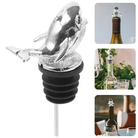 SILENRADAWN Wine Pourer Whale Wine Accessories Zinc Alloy Silver 1Pcs For