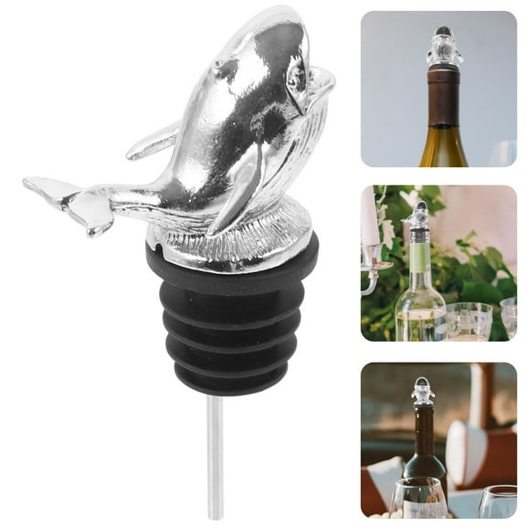 SILENRADAWN Wine Pourer Whale Wine Accessories Zinc Alloy Silver 1Pcs For