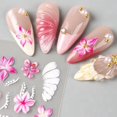 thumbnail image 3 of 2 pegatinas for uñas con pétalos de flores rosas, pegatinas autoadhesivas for decoración de uñas de hibisco floreciente for decoraciones de uñas de primavera/verano for bodas y bricolaje, 3 of 4