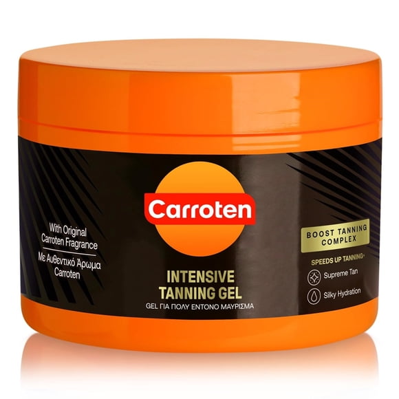 Carroten Intensive Tanning Gel - Instant Tan Enhancer - Water-Resistant With Carrot And Coconut Oil - Vitamin A & E For Moisture And Hydration
