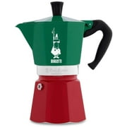 Bialetti Moka Express Stovetop Espresso Maker Tricolor Italia - 6 Cups Multicolor