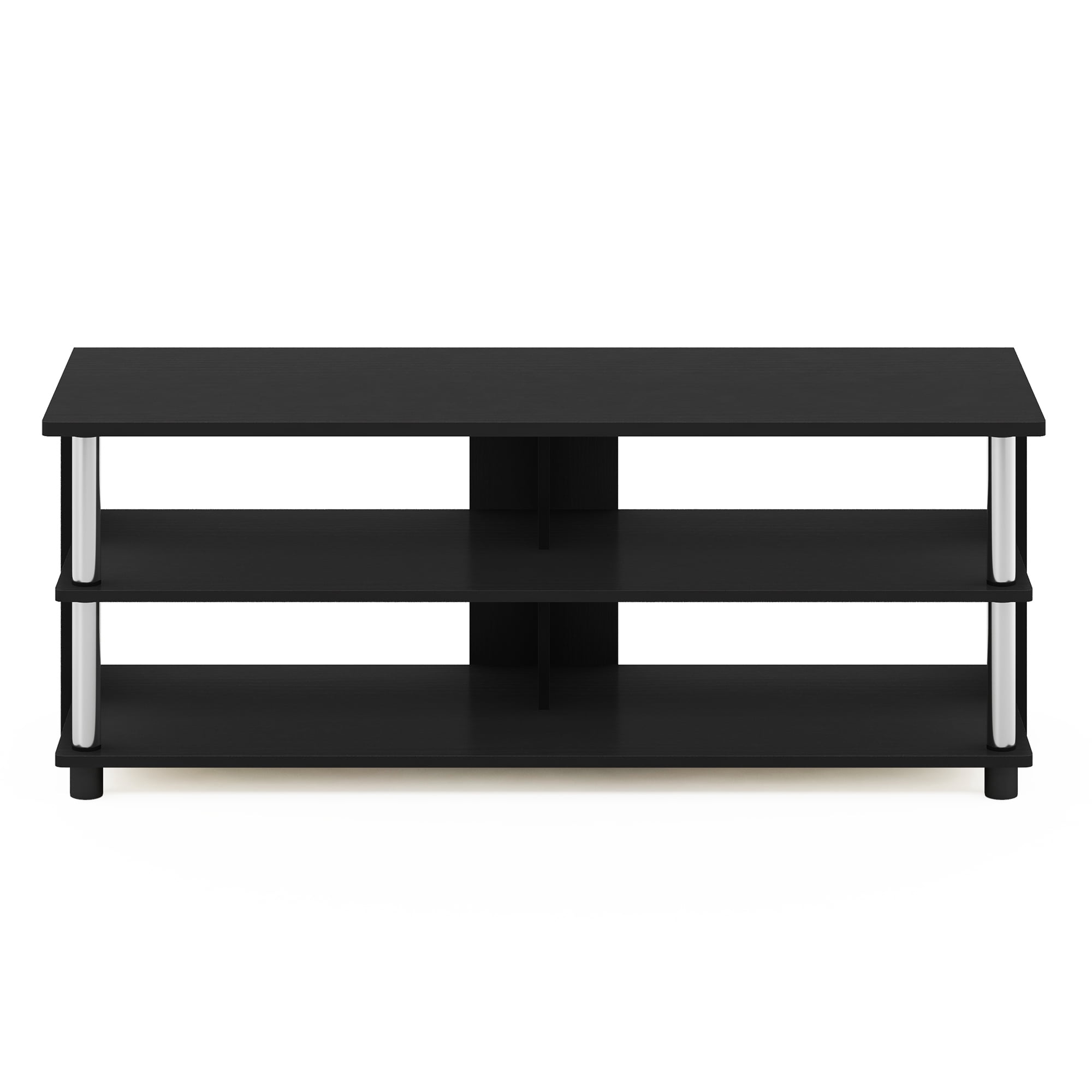 Furinno Turn-N-Tube 3-Tier Compact Open Storage Shoe Rack for Closet Entryway, Americano/Stainless Steel Tubes