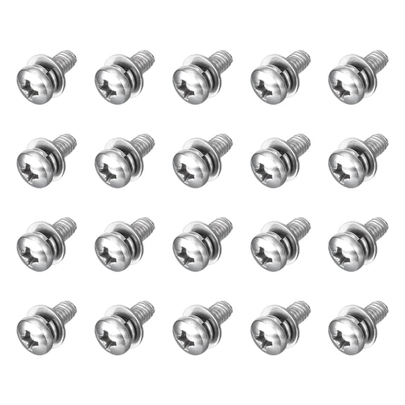 M4 x 10mm 304 Stainless Steel Phillips Pan Head Machine Screws Bolts Combine with Spring Washer and Plain Washers 20Pack