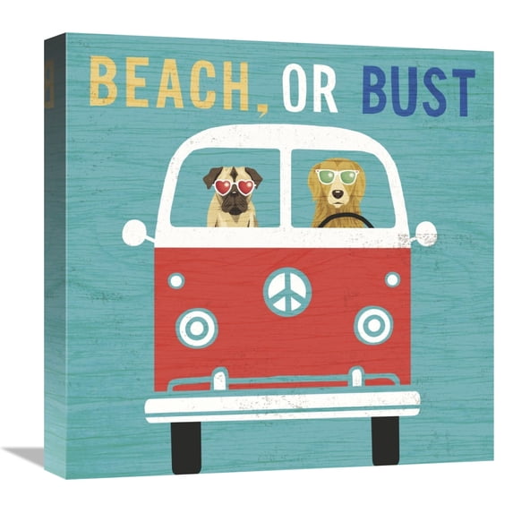 Global Gallery's 'Beach Bums Bus' By Michael Mullan Stretched Canvas Wall Art