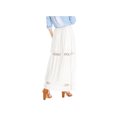 thumbnail image 3 of MODA NOVA Junior's Fabric Lace Insert Swing Elastic Waist Maxi Skirt Cream White L, 3 of 6