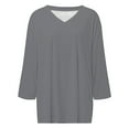 thumbnail image 2 of Harpily Shirts for Women Women's Solid Color Fashion Casual V Neck Three Quarter Sleeve Tops, 2 of 4