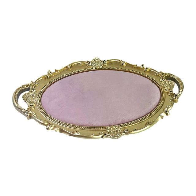 Bandeja de tocador de perfume de perfume Almacenamiento de la bandeja de maquillaje multifuncional decorativa con mango para mesa de café Sala de Rosa