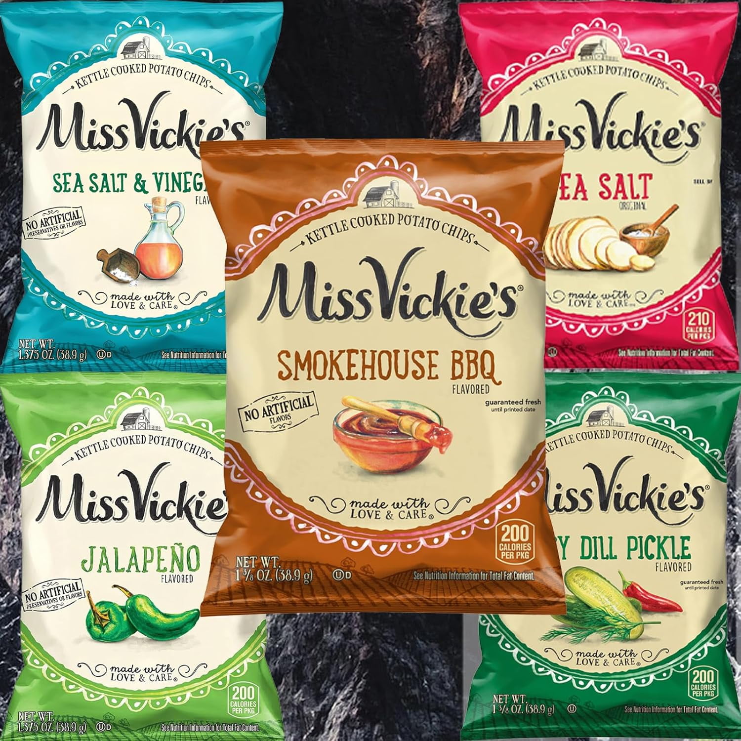 Miss Vickie's Kettle Cooked Potato Chips Variety Pack, 1.375 oz (Pack of 15) Bundled by Shoppyway