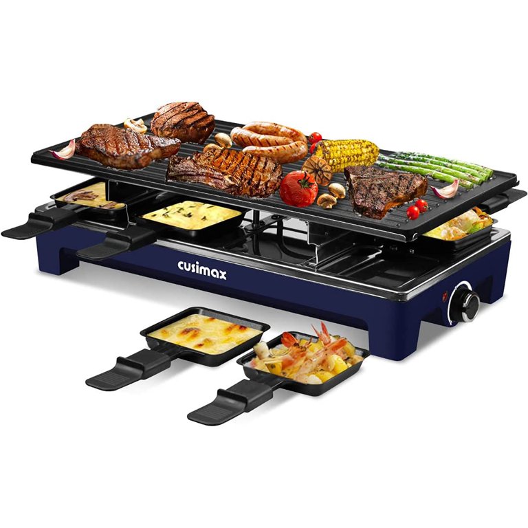 BEZIA Raclette Table Grill, Electric Grill Indoor Korean BBQ Tabletop  Griddle, Portable 2 in 1 Smokeless Indoor Grill with Nonstick Grill Plate 