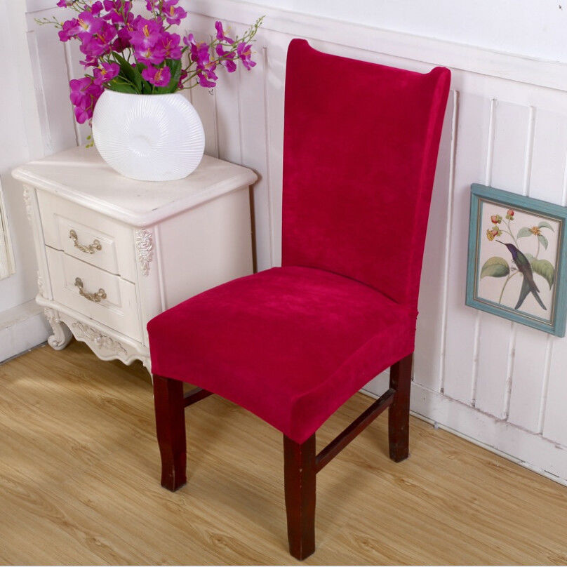 Nokiwiqis Solid Color Chair Covers Stretch Velvet Fabric Chair Seat