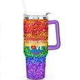 thumbnail image 2 of Rainbow Gradient Heart 40 Oz Tumbler with Handle Lid and Straw, Stainless Steel Double Walled Vacuum Insulated Cup, Cute Anniversary Wedding Birthday Gifts Tumbler for Women Men Friends Outdoor Indoor, 2 of 7