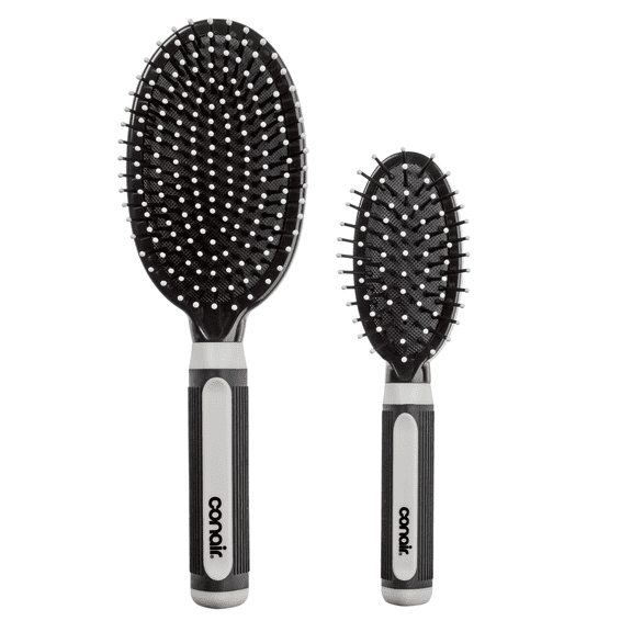 Conair Grip & Glide Travel and Full Size Cushion Hairbrush Set, 2 Pieces