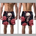 thumbnail image 3 of luoweisi Men's Beach Shorts Quick Dry Swim Trunks with Mesh Lining Roses and Skull XL, 3 of 5