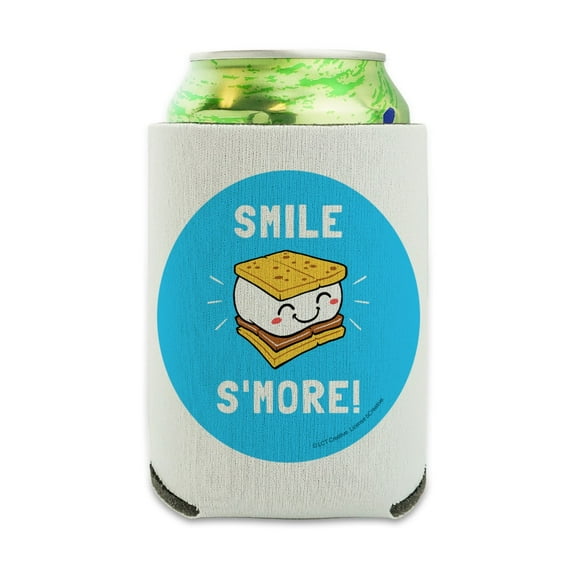 Smile S'More Funny Humor Can Cooler - Drink Sleeve Hugger Collapsible Insulator - Beverage Insulated Holder